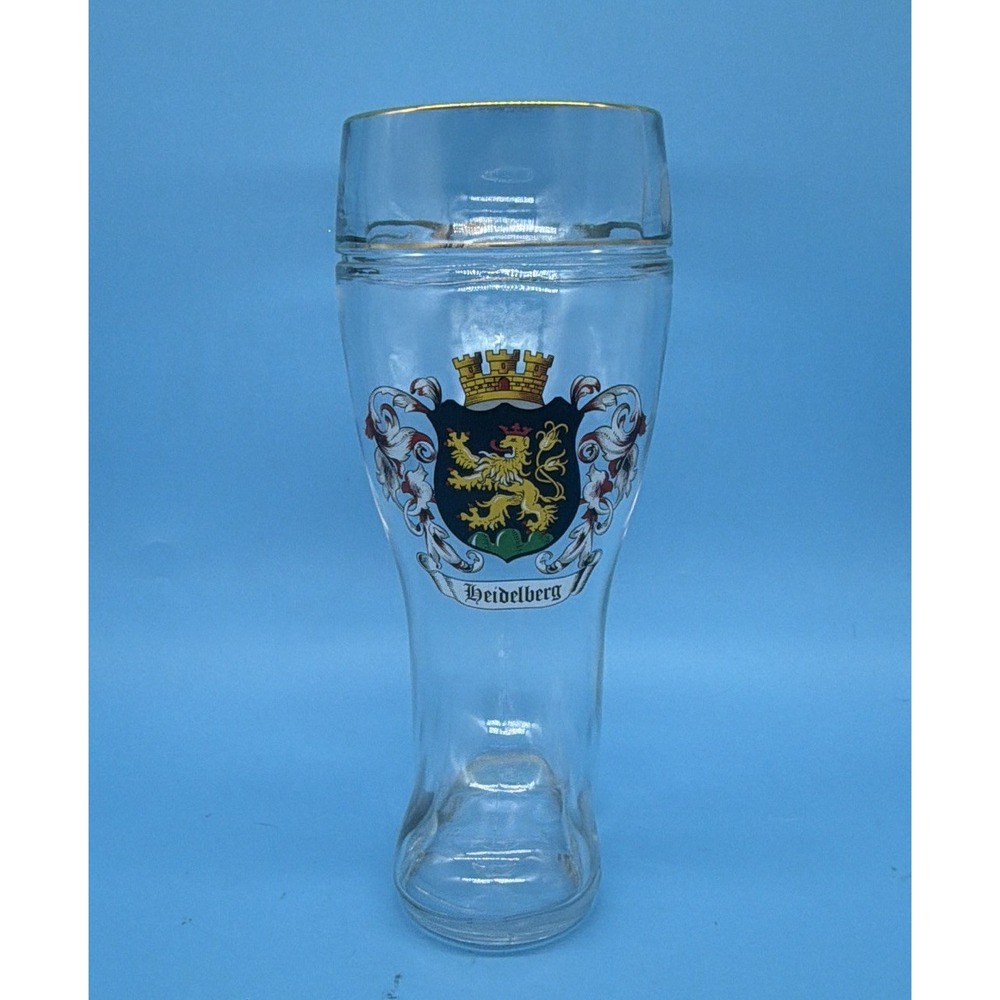 WS Qualitat 1L German Beer Boot Glass Heidelberg Crest CE M16 Hand-Made 2016